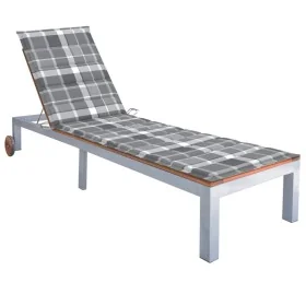 Tumbona con cojín madera maciza de acacia y acero galvanizado by , Loungers - Ref: Foro24-3061556, Price: 273,08 €, Discount: %