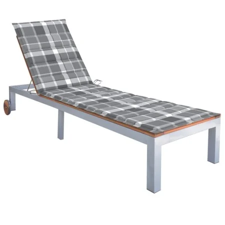 Tumbona con cojín madera maciza de acacia y acero galvanizado de , Tumbonas - Ref: Foro24-3061556, Precio: 273,07 €, Descuent...