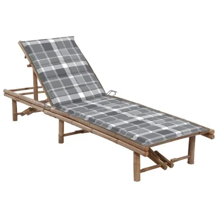 Tumbona de jardín con cojín bambú de , Tumbonas - Ref: Foro24-3061646, Precio: 178,90 €, Descuento: %