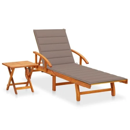 Tumbona de jardín con mesa y cojín madera maciza de acacia von , Liegen - Ref: Foro24-3061625, Preis: 246,96 €, Rabatt: %