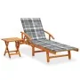 Tumbona de jardín con mesa y cojín madera maciza de acacia de , Tumbonas - Ref: Foro24-3061631, Precio: 221,81 €, Descuento: %