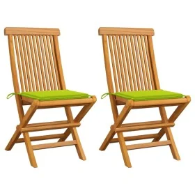 Sillas de jardín 2 uds con cojines verde brillante madera teca von , Gartenstühle - Ref: Foro24-3062471, Preis: 137,56 €, Rab...