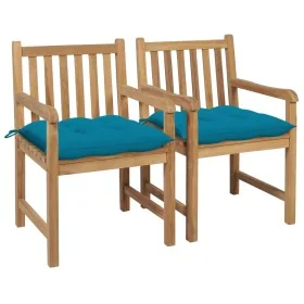 Sillas de jardín 2 uds madera de teca con cojines azul claro von , Gartenstühle - Ref: Foro24-3062749, Preis: 291,97 €, Rabat...