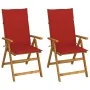 Sillas de jardín reclinables 2 uds madera maciza acacia cojines de , Sillas de jardín - Ref: Foro24-3064065, Precio: 183,33 €...