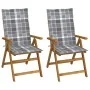 Sillas de jardín reclinables 2 uds madera maciza acacia cojines de , Sillas de jardín - Ref: Foro24-3064073, Precio: 169,56 €...