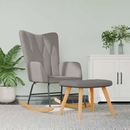 Silla mecedora con reposapiés tela gris taupe by , Rocking chairs - Ref: Foro24-327631, Price: 113,67 €, Discount: %