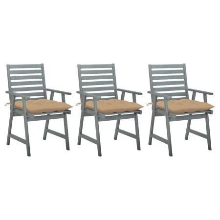 Sillas comedor de jardín 3 uds madera maciza acacia y cojines de , Sillas de jardín - Ref: Foro24-3064446, Precio: 284,75 €, ...