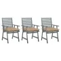 Sillas comedor de jardín 3 uds madera maciza acacia y cojines de , Sillas de jardín - Ref: Foro24-3064446, Precio: 284,75 €, ...