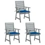 Sillas comedor de jardín 3 uds madera maciza acacia y cojines von , Gartenstühle - Ref: Foro24-3064438, Preis: 289,95 €, Raba...