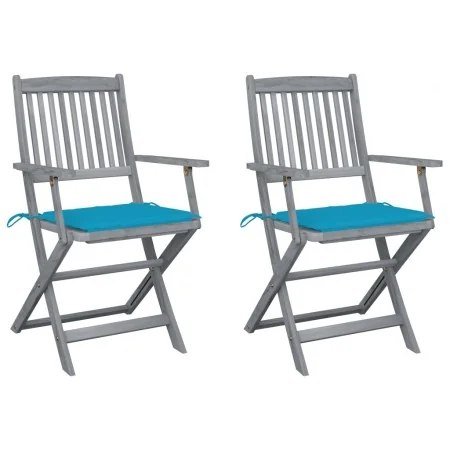 Sillas de jardín plegables 2 uds cojines madera maciza acacia de , Sillas de jardín - Ref: Foro24-3064486, Precio: 117,99 €, ...