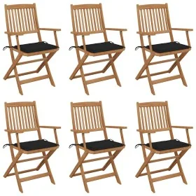 Sillas de jardín plegables 6 uds y cojines madera maciza acacia by , Garden chairs - Ref: Foro24-3065468, Price: 345,54 €, Di...