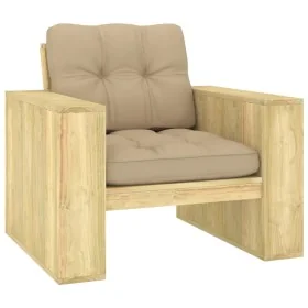 Silla de jardín y cojines beige madera pino impregnada by , Garden chairs - Ref: Foro24-3065744, Price: 174,31 €, Discount: %