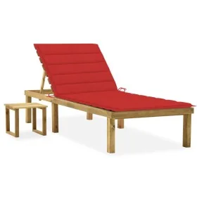 Tumbona de jardín con mesa y cojín de madera de pino impregnada by , Loungers - Ref: Foro24-3065840, Price: 130,49 €, Discoun...