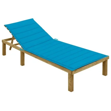 Tumbona con cojín azul madera de pino impregnada de , Tumbonas - Ref: Foro24-3065823, Precio: 117,77 €, Descuento: %