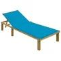 Tumbona con cojín azul madera de pino impregnada de , Tumbonas - Ref: Foro24-3065823, Precio: 117,77 €, Descuento: %