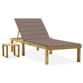 Tumbona de jardín con mesa y cojín de madera de pino impregnada by , Loungers - Ref: Foro24-3065842, Price: 127,23 €, Discoun...