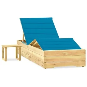 Tumbona de jardín con mesa y cojín de madera de pino impregnada by , Loungers - Ref: Foro24-3065958, Price: 176,03 €, Discoun...