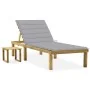 Tumbona de jardín con mesa y cojín de madera de pino impregnada de , Tumbonas - Ref: Foro24-3065835, Precio: 124,74 €, Descue...