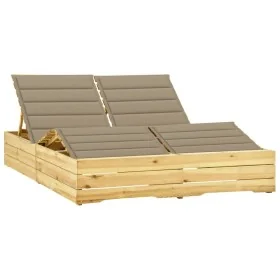 Tumbona doble y cojines beige madera pino impregnada by , Loungers - Ref: Foro24-3065987, Price: 303,88 €, Discount: %