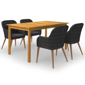 Juego de comedor para jardín 5 piezas negro by , Garden sets - Ref: Foro24-3067824, Price: 525,85 €, Discount: %