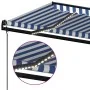 Toldo automático LED sensor de viento azul y blanco 400x350 cm by , Awnings - Ref: Foro24-3069191, Price: 809,68 €, Discount: %