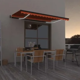 Toldo automático LED sensor de viento naranja marrón 450x350 cm by , Awnings - Ref: Foro24-3069215, Price: 833,15 €, Discount: %