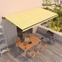 Toldo retráctil automático amarillo y blanco 600x350 cm by , Awnings - Ref: Foro24-3069248, Price: 727,38 €, Discount: %