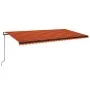 Toldo automático LED sensor de viento naranja marrón 600x350 cm by , Awnings - Ref: Foro24-3069255, Price: 888,43 €, Discount: %