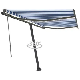 Toldo automático LED sensor de viento azul y blanco 350x250 cm by , Awnings - Ref: Foro24-3069731, Price: 599,80 €, Discount: %