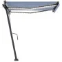 Toldo automático LED sensor de viento azul y blanco 350x250 cm by , Awnings - Ref: Foro24-3069731, Price: 599,80 €, Discount: %