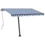 Toldo automático LED sensor de viento azul y blanco 350x250 cm by , Awnings - Ref: Foro24-3069731, Price: 599,80 €, Discount: %