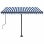 Toldo automático LED sensor de viento azul y blanco 350x250 cm by , Awnings - Ref: Foro24-3069731, Price: 599,80 €, Discount: %