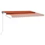 Toldo manual retráctil con LED naranja y marrón 450x300 cm de , Toldos - Ref: Foro24-3069765, Precio: 498,73 €, Descuento: %