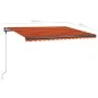 Toldo manual retráctil con LED naranja y marrón 450x300 cm de , Toldos - Ref: Foro24-3069765, Precio: 498,73 €, Descuento: %