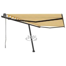 Toldo de pie automático amarillo y blanco 400x350 cm by , Awnings - Ref: Foro24-3069828, Price: 565,76 €, Discount: %