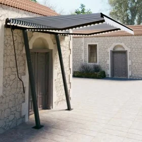 Toldo automático LED sensor de viento azul y blanco 3,5x2,5 m by , Awnings - Ref: Foro24-3070131, Price: 589,88 €, Discount: %