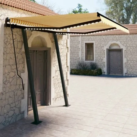 Toldo automático LED sensor de viento amarillo blanco 3,5x2,5 m by , Awnings - Ref: Foro24-3070133, Price: 585,41 €, Discount: %