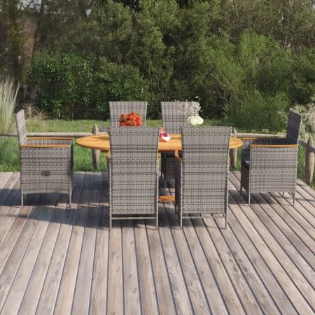 Juego de comedor de jardín 7 piezas ratán sintético gris de , Conjuntos de jardín - Ref: Foro24-3070770, Precio: 1,00 €, Desc...