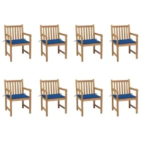 Sillas de jardín 8 uds madera maciza de teca cojines azul royal von , Gartenstühle - Ref: Foro24-3073068, Preis: 1,00 €, Raba...