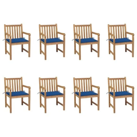 Sillas de jardín 8 uds madera maciza de teca cojines azul royal by , Garden chairs - Ref: Foro24-3073068, Price: 1,00 €, Disc...