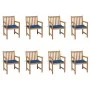 Sillas de jardín 8 uds madera maciza de teca cojines azul royal by , Garden chairs - Ref: Foro24-3073068, Price: 1,00 €, Disc...