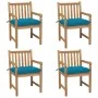 Sillas de jardín con cojines 4 uds madera de teca azul claro de , Sillas de jardín - Ref: Foro24-3073023, Precio: 581,85 €, D...