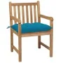 Sillas de jardín con cojines 4 uds madera de teca azul claro de , Sillas de jardín - Ref: Foro24-3073023, Precio: 581,85 €, D...