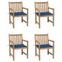 Sillas de jardín 4 uds madera de teca con cojines azul royal von , Gartenstühle - Ref: Foro24-3073014, Preis: 588,97 €, Rabat...