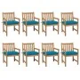 Sillas de jardín 8 uds madera maciza de teca cojines azul claro de , Sillas de jardín - Ref: Foro24-3073077, Precio: 1,00 €, ...