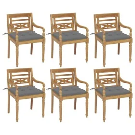 Sillas Batavia 6 unidades madera maciza de teca con cojines by , Garden chairs - Ref: Foro24-3073338, Price: 746,11 €, Discou...