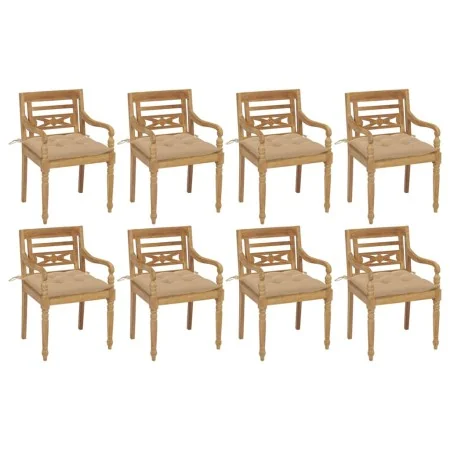 Sillas Batavia 8 unidades madera maciza de teca con cojines by , Garden chairs - Ref: Foro24-3073367, Price: 1,00 €, Discount: %
