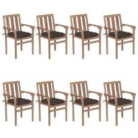 Sillas de jardín apilables 8 uds madera maciza teca con cojines by , Garden chairs - Ref: Foro24-3073456, Price: 1,00 €, Disc...