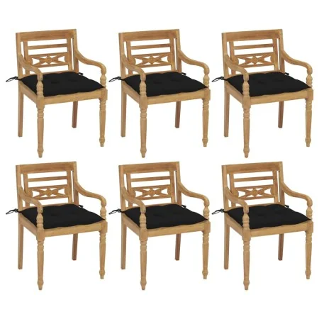 Sillas Batavia 6 unidades madera maciza de teca con cojines by , Garden chairs - Ref: Foro24-3073344, Price: 745,89 €, Discou...