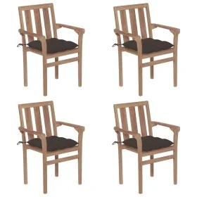 Sillas de jardín apilables 4 uds madera maciza teca con cojines von , Gartenstühle - Ref: Foro24-3073402, Preis: 506,02 €, Ra...